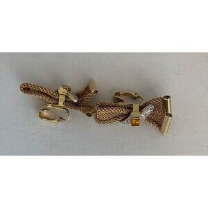 Emmons Mesh clip Earrings with Topaz Rhinestones Mid Century Vintage